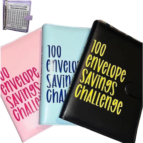 100 kirjekuoren haastekansio, uusi säästöhaastekansio, säästökirja käteiskirjekuorilla, helppo ja hauska tapa säästää 5 050 dollaria vaaleanpunaista