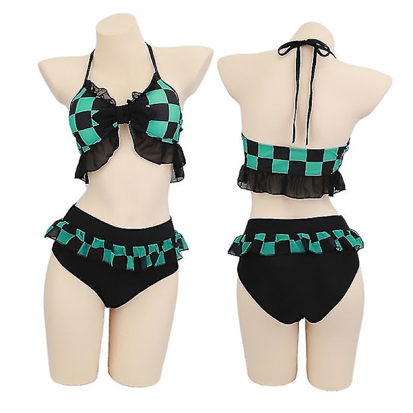 Demon Slayer Cosplay Puku Bikini Ranta Kesä Uimapuku Setti Kamado Tanjirou Kamado Tanjirou L