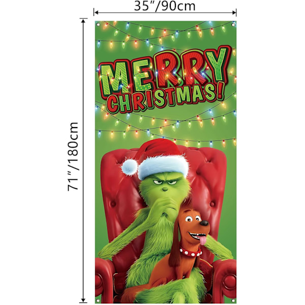 Jul Dørdeksel God Grinchmas Font Veranda Skilt Vinter Nyttår Jul Juldekorasjoner og Tilbehør for Hjemfest