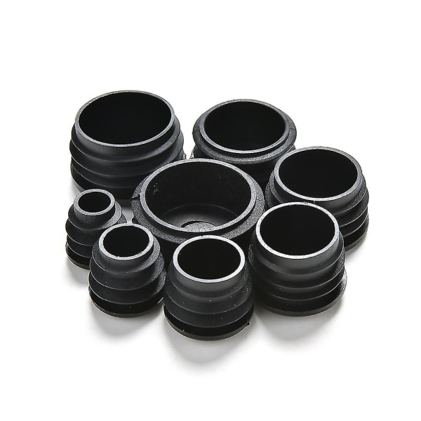 10x sorte plastik Blanking End Caps Cap Insert Plugs Bung For Rund Pipe Tube Shytmv (størrelse: 25mm)