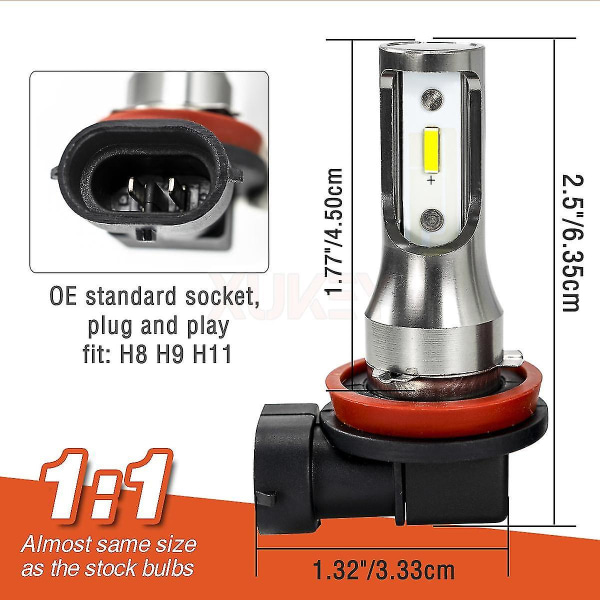 2pcs H8 H11 H9 Led Fog Lights Lamp Bulb For Nissan Qashqai