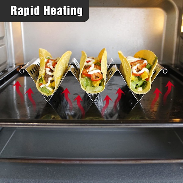 4-pack taco-hållare i rostfritt stål, premium taco-ställ, rymmer 2 eller 3 tacos