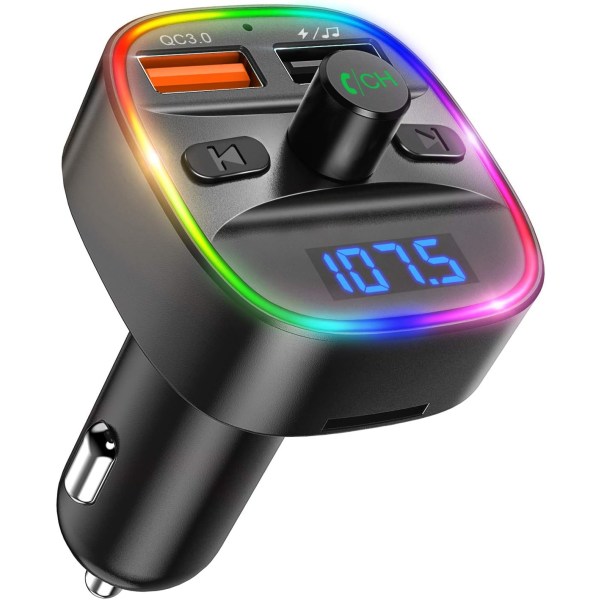 Bluetooth FM-sender med 7 LED RGB-farger