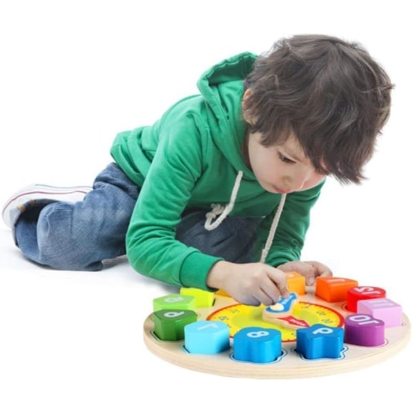 Träform sorteringsklocka leksak, spelpresent för barn