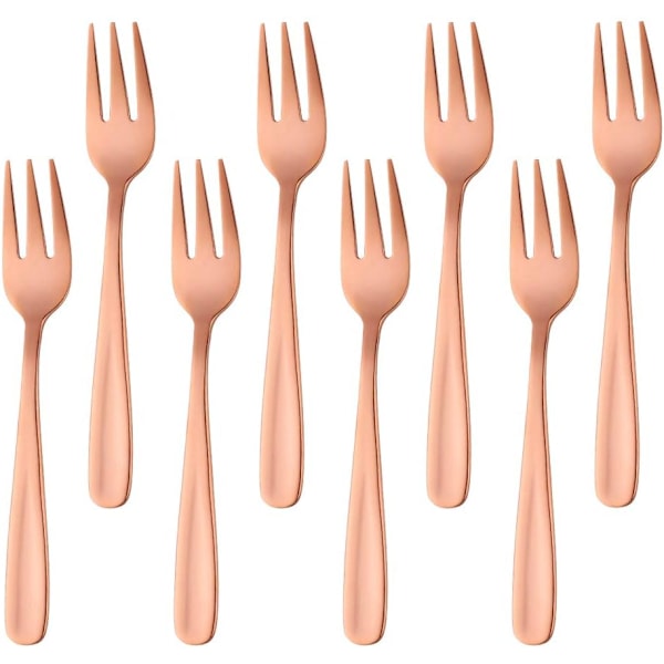 Tekakor Små Dessertgafflar Tårtgaffel Rustfrit Stål Ros Guld 8 stk Rose gold
