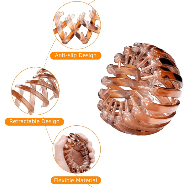 3 stk. Hårbånd Fuglerede Form Automatisk Hårklemme Hestehale Holder Spænder Indtrækkelige Hårspænder til Kvinder, Piger