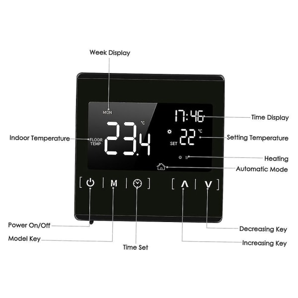 Smart LCD-touchskærmstermostat til hjemmet Programmerbart elektrisk gulvvarmesystem Termoregulator AC 85-250v temperaturregulator