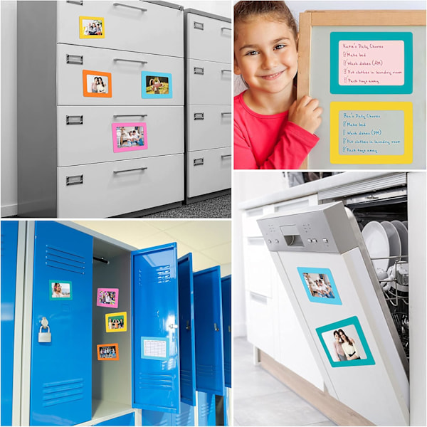 Magneettiset valokuvakehykset (15 kpl, suuret) - 6x4 tuumaa - Valokuvamagneetit jääkaappiin / Magneettiset valokuvakehykset jääkaapin kuville, suuret Multicolor