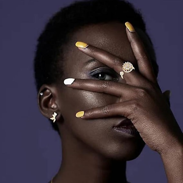 Angstring Kvinder med Kubisk Zirkonia Blomst Roterbar Justerbar Meditation Stress Relief Ring guld