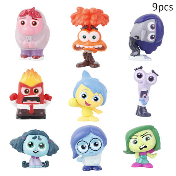 9 st Disney Insidan Ut 2 Anime Figurer Actionfigurer Rädsla Avsky Dockor Samling Modell Leksak Barnpresent 9PCS