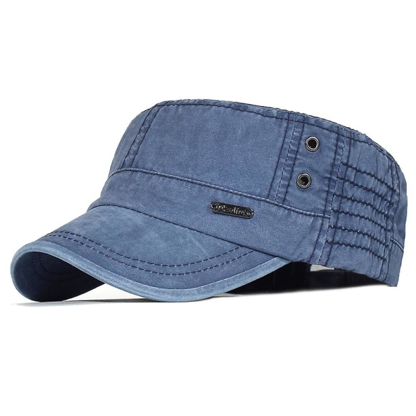 Militær caps i bomull for menn Cadet Hat Trucker Dad Hat blue