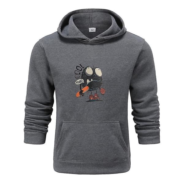 Mænd Casual Langærmet Hooded Sports Sweatshirt Pullover Hættetrøjer Mørkegrå XL