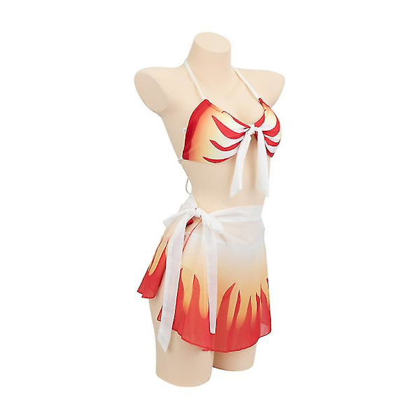 Demon Slayer Cosplay Puku Bikini Ranta Kesä Uimapuku Setti Rengoku Kyoujurou Rengoku Kyoujurou L
