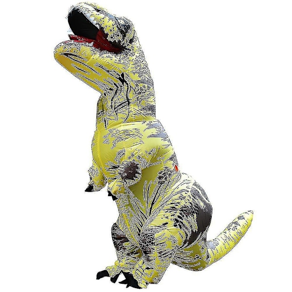 Barn och vuxen dinosaurie uppblåsbar cosplay dräkt T-rex anime tecknad festklänning Halloween kostym yellow
