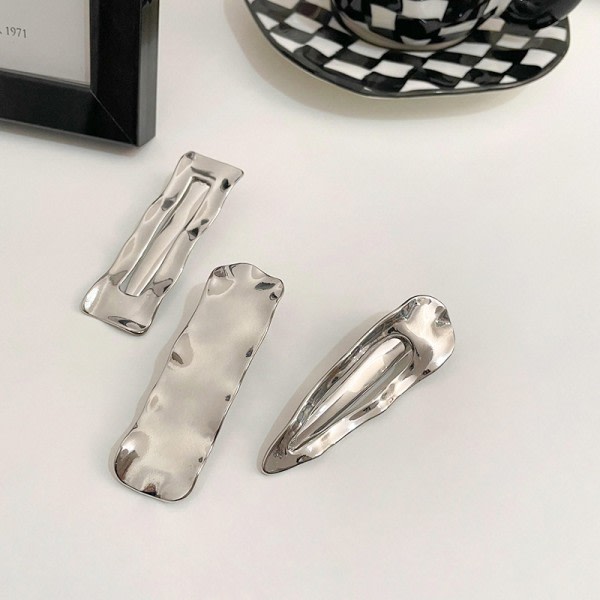 Silver Wave Hårklämmor för Kvinnor, Sida Klämmor, 3-pack