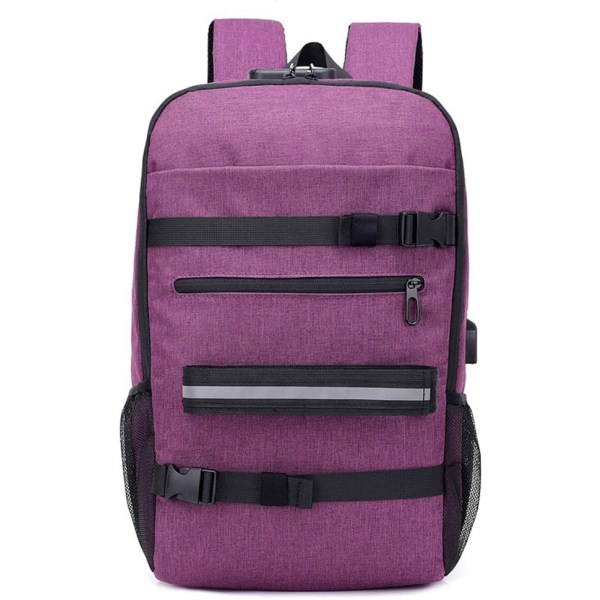 Rygsæk laptoptaske med USB-opladningsport, multifunktionel rejseforretning og holdbar rygsæk lilla