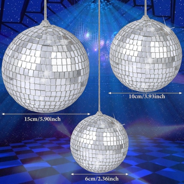8 st Speil Disco Ball Sølv Hängande Disco Light Speil Ball