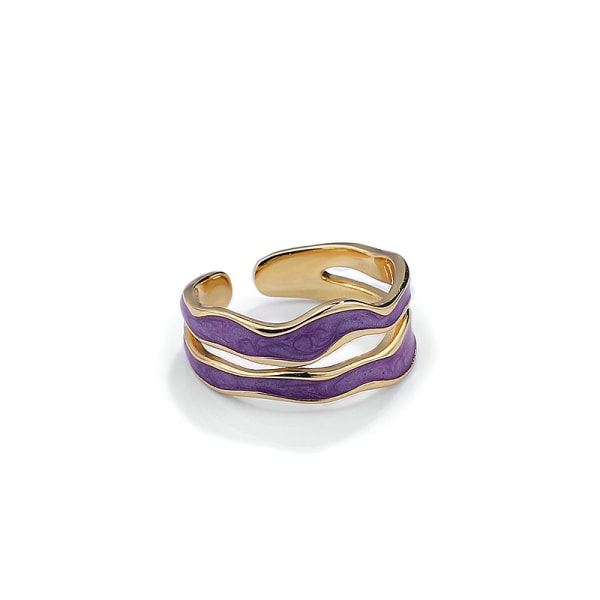 Silverring, violett öppen justerbar ring med bred li