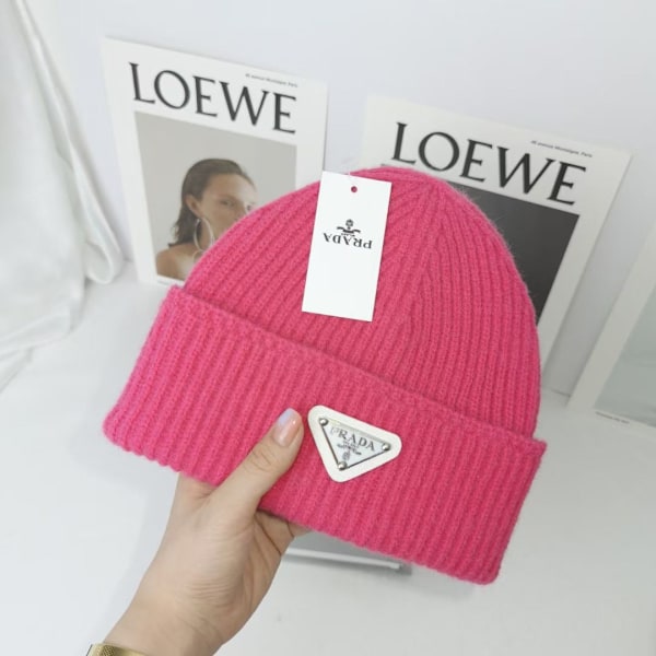 Varm stickad vintermössa Höst- och vintermössa Omvänd triangel Trendigt casual Öronskydd Unisex Roseröd Rose Red M