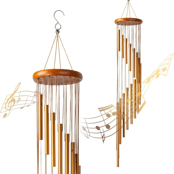 Wind Chimes, 36" Stora Outdoor Memorial Wind Chimes med 18 aluminiumlegeringsrör och krok