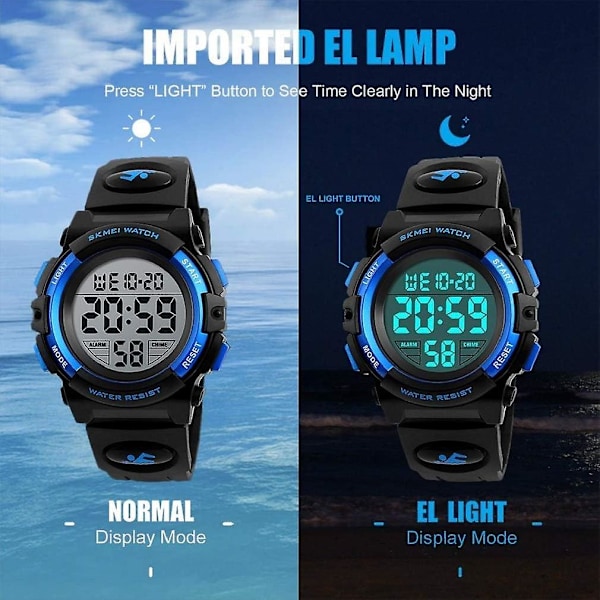Børne Digital Sportsur til Drenge Piger, Dreng Vandafvisende Casual Elektronisk Analog Kvarts 7 Farverige Led Ure,børn,unisex