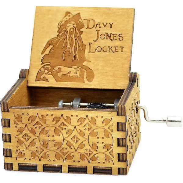 Caribbean Davy Jones musikkdosa Handvev Antik träspeldosa Davy Jones Medaljongspeldosa for heminredningssamling