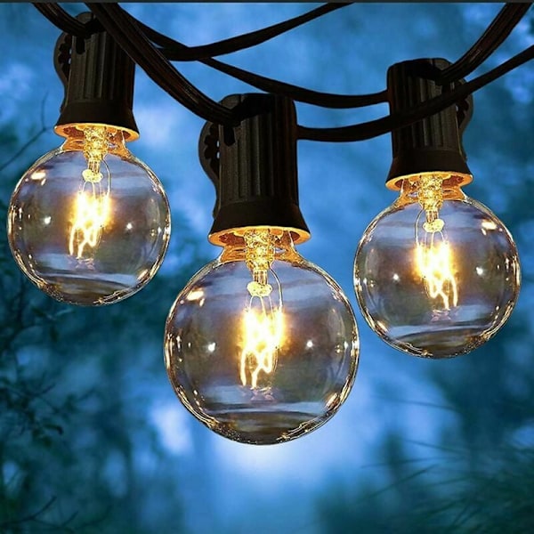 Ulkokäyttöön tarkoitetut Edison-lamppusarjat, kestävät puutarhaan ja patiolle, 7,62 m HD-lasivarjostin lämmin valkoinen liitettävä koristevalaistus[YDE]