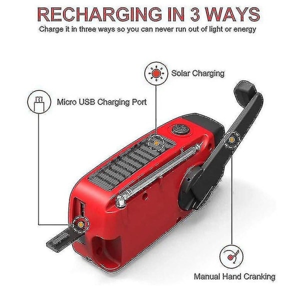 Nöd-Solradio Håndsveiv Værrradio Med LED Lommelykt Telefon Power Bank Lader Europeisk Versjon