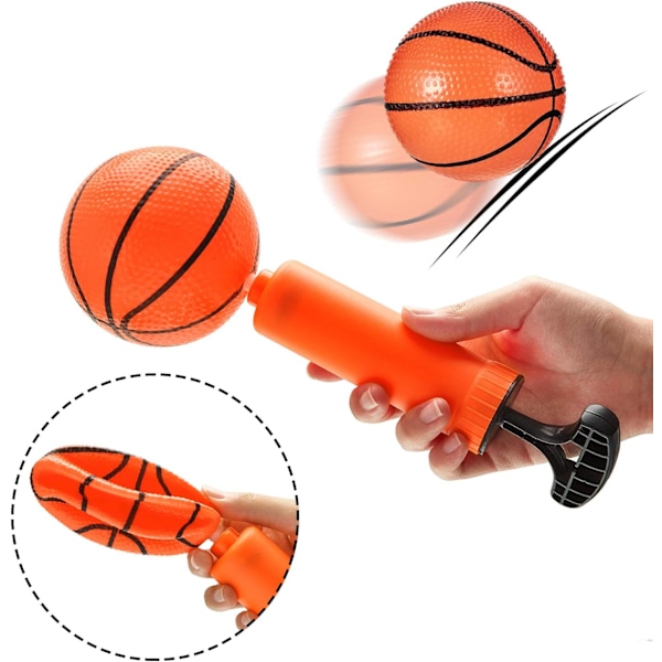 Minibasketkorgset, minibasketkorg med bollar och pump