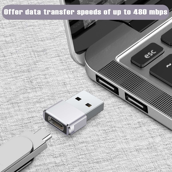 USB till USB-C-adapter 3-pack, Typ C hona till USB A hane-omvandlare