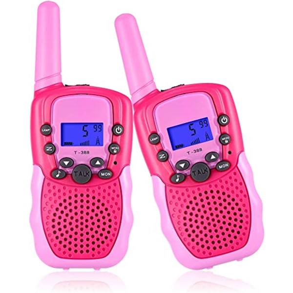 1 par trådlösa walkie talkies för barn (tvåfärgad rosa ros)