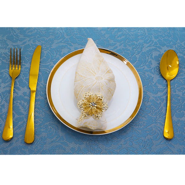 Legeringsservettringar Multifunktionella ihåliga blommiga servettspänne Utsökt bordsdekoration för hem Hotellrestaurang Guld