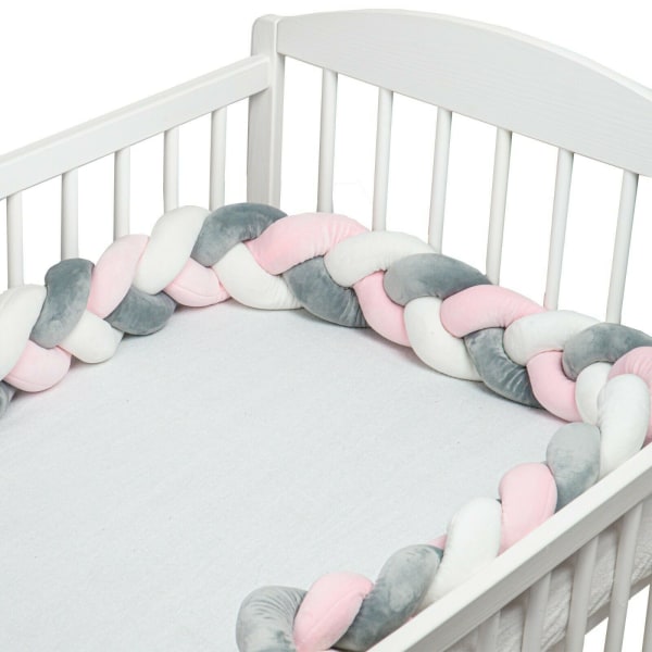Baby sängyn unipuskurin koristelu Sängyn ympärillä Vauvan verhoilu Kudotut solmitut pallotyynyn kierrepunos pinkki