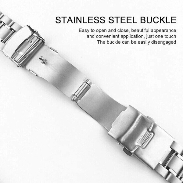 Böjt rostfritt stål Metall Solid Watch Band Armband Spänne Ersättning 20-22mm 20mm