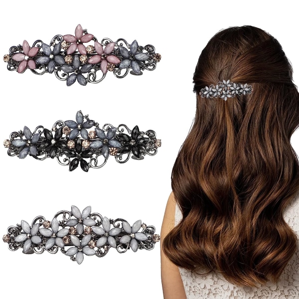 Eleganta hårspännen för kvinnor, flickor, glittrande mode, utsökt blomma