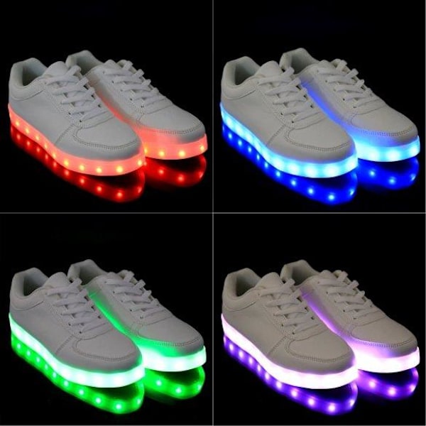 LED-sko sneakers Børn/Voksne, VITA - størrelse 27-45 Hvid White Storlek 43 Vita