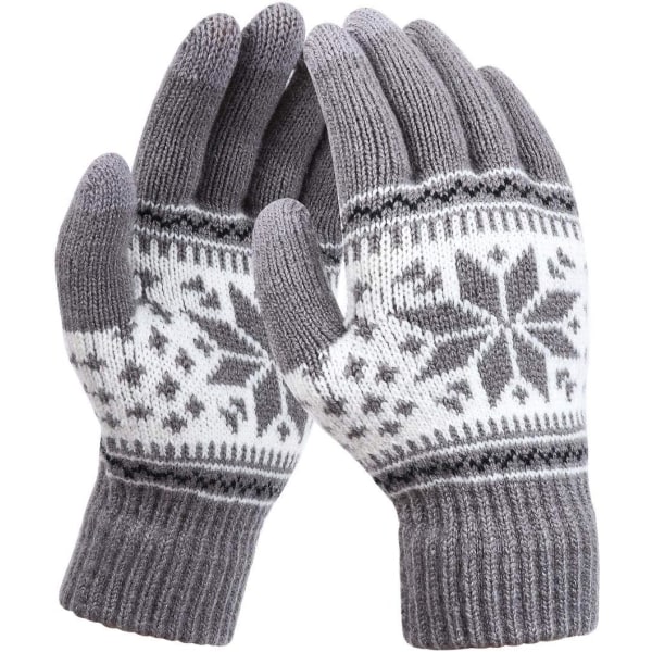 Kvinder strikkede handsker TouchScreen Vinter Sne Blomster Udskrivning Varme vanter Unisex