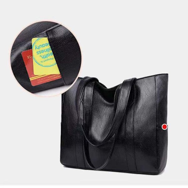 Vintage Handväska PU Läder Väska SVART Black