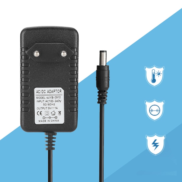 Varmebestandig Li-ion opladeradapter 9V/1A Hurtig opladning med flertrinsbeskyttelse