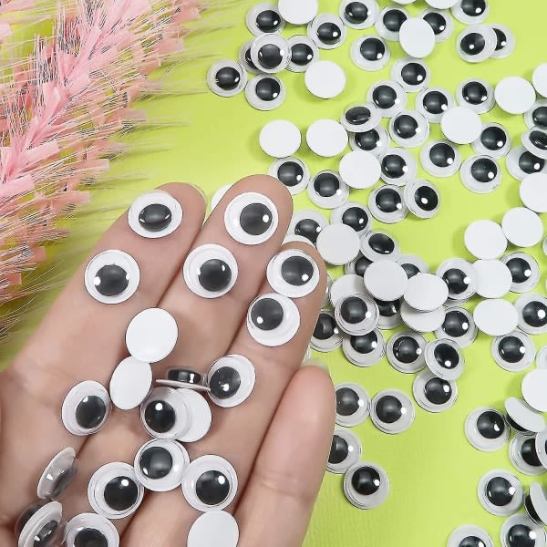 100 kpl 15 mm heiluttavat silmät pyöreät muoviset liimatarrat mustavalkoiset Craft Eye Bonding -tarrat tee-se-itse scrapbooking-tarvikkeille