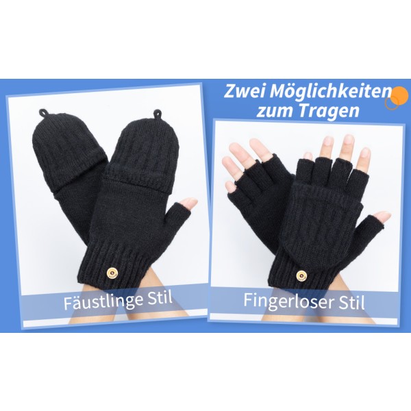 Handschuhe, Damen Winter Warme Handschuhe Cabriolet Halfinger