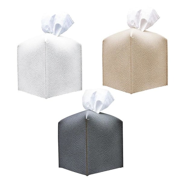 3 Stk Firkantet Dekorativ Pu Læder Tissue Box