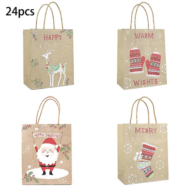 24 st Paper Christmas Craft Bag Lajitelma/Heinä/Semesterin pakkaus