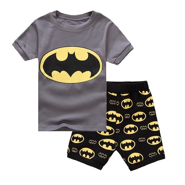 Børn Marvel Dc Superheltetøj Sommer T-shirt Shorts Sæt Nattøj Batman B 5-6 år