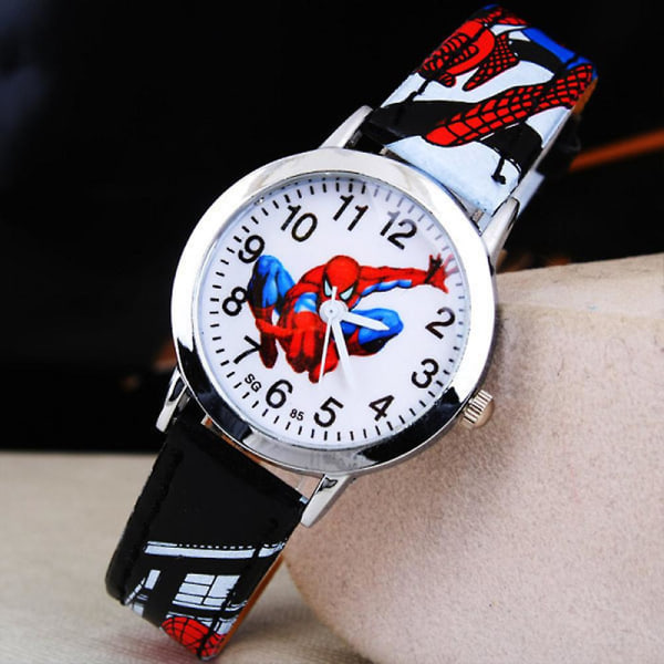 Boys Spiderman Cartoon Quartz Watch Armbandsur i konstläder Svart