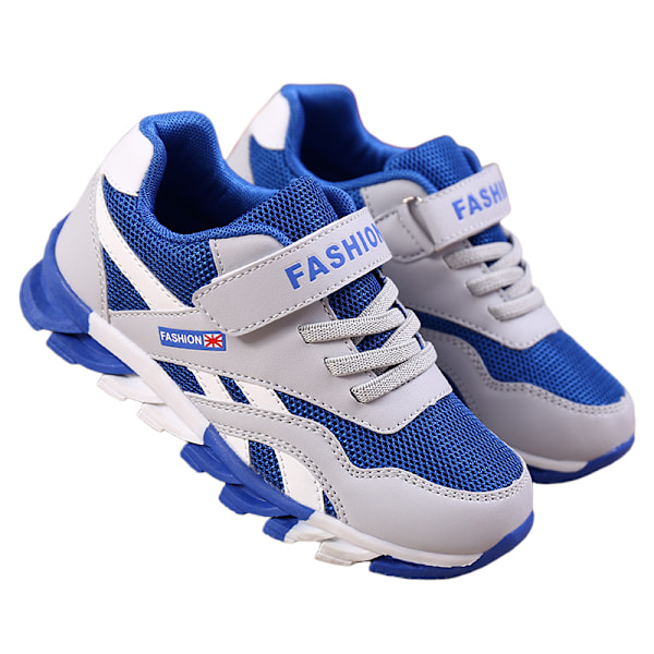 Drenge åndbare mesh sko Drenge læder Casual løbesko BLÅ1 BLUE1 37