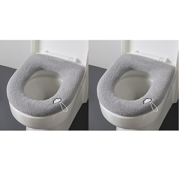 2 stk. Blødt, varmt toiletsædebetræk Pude Tykker afføringsmåtte Strækbar Vaskbar Universal Toilet