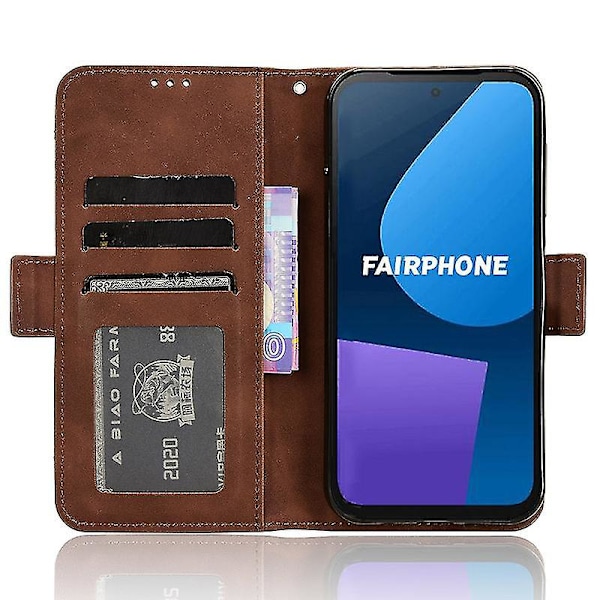 Skyddande Folio Flip-fodral i PU-läder för Fairphone 5 Brown