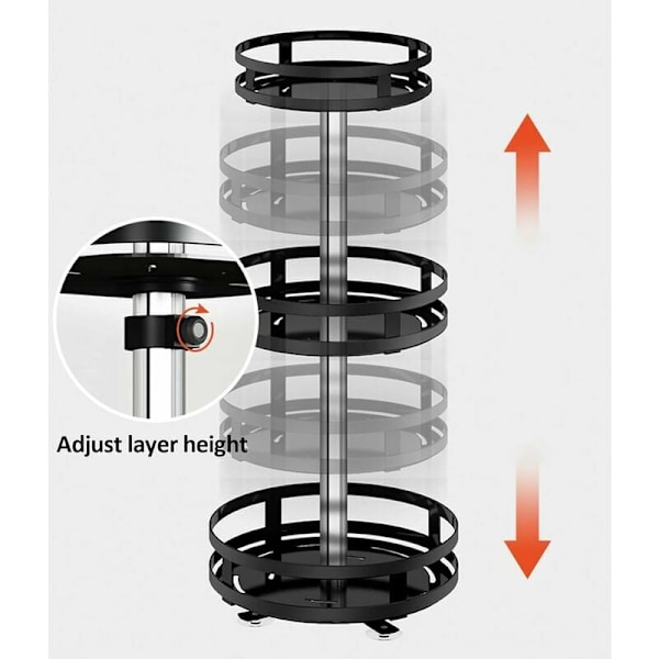 Krydderstativ Roterende Krydderstativ 2 Etasjer Rustfritt Stål Roterende Krydderstativ Snurrplate Kjøkkenskap 360° Skaporganisatorer Justerbar Høyde -Ro