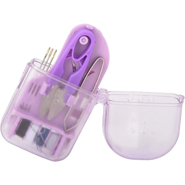 Sylåda, sömnadssats, Macaron Color Plast Mini sömnadsverktygslåda för nybörjare och akutkläder med förvaringslåda (lila)